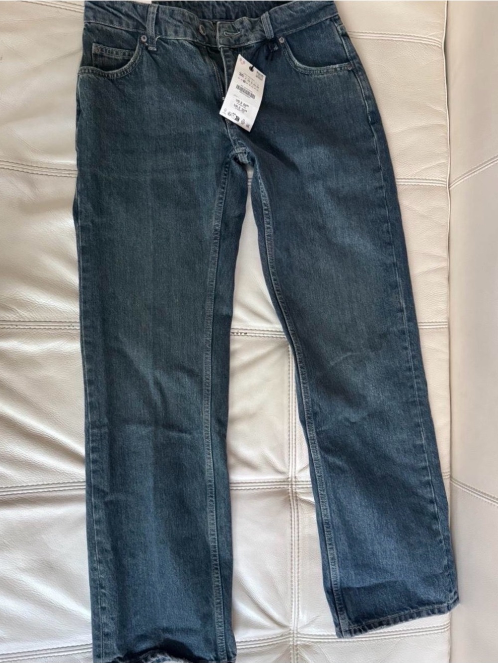 Zara Women's Dark Blue Straight-Leg Jeans low rise